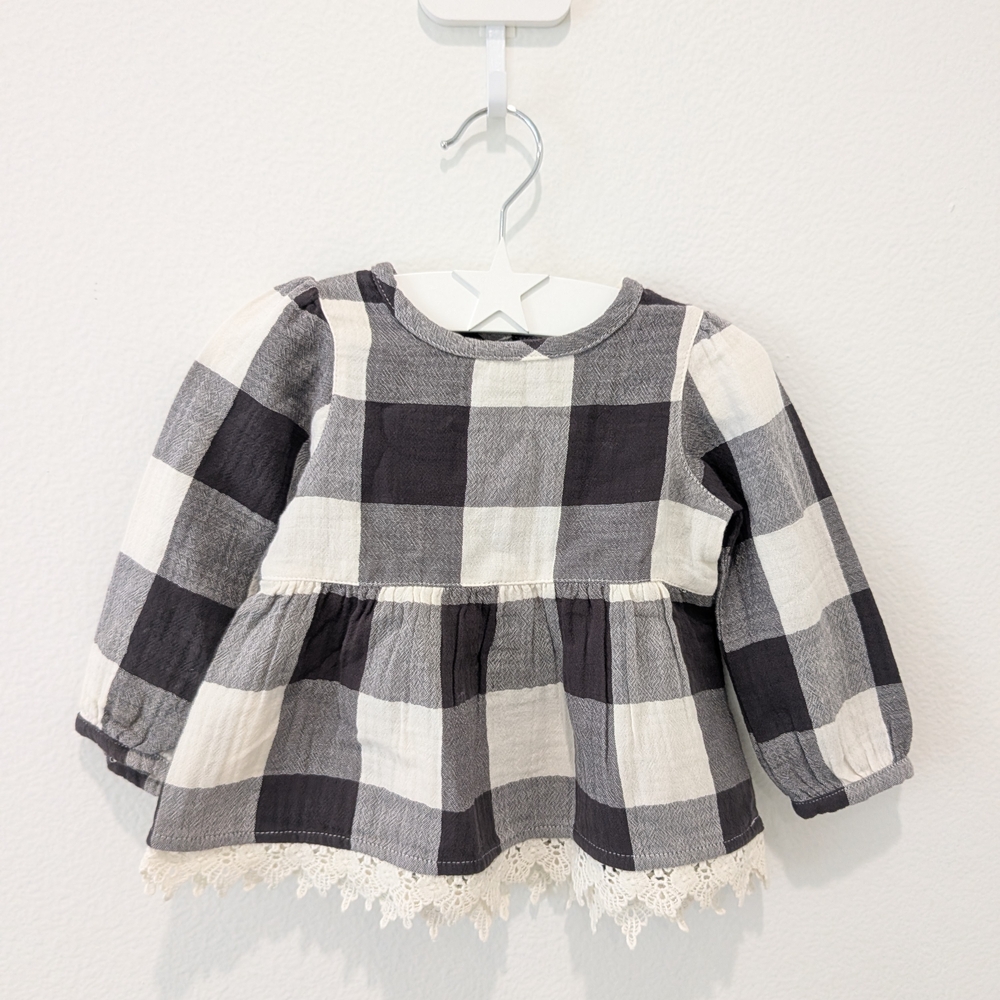 City Mouse Checkered Lace Top NWOT